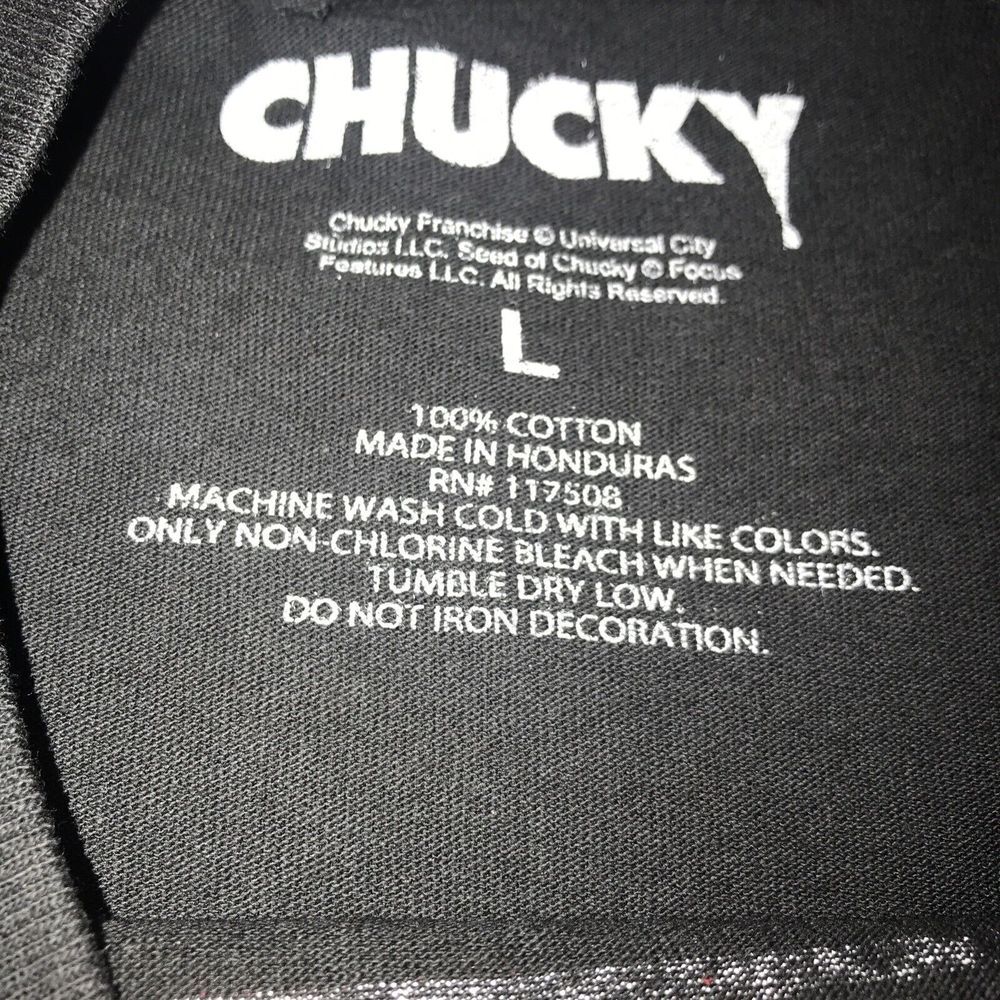 Chucky Child's Play Black Graphic T-Shirt Mens Large Halloween NWOT - Picture 3 of 4